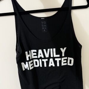 Heavily meditated black yoga tank top